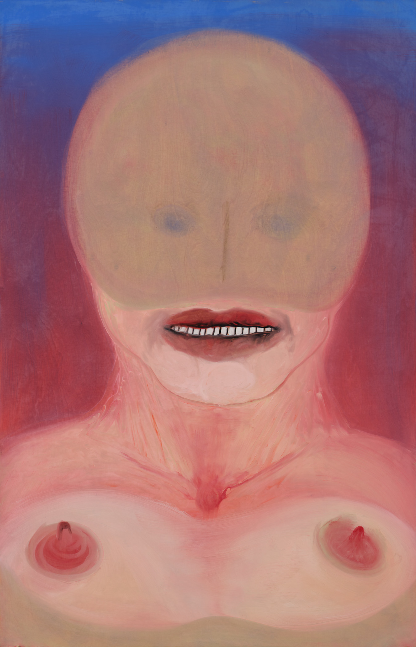 Miriam Cahn, <i>Zahne Zeigen<i>, Oil on board 55 1/8 x 35 3/8 in (140 x 90 cm)
